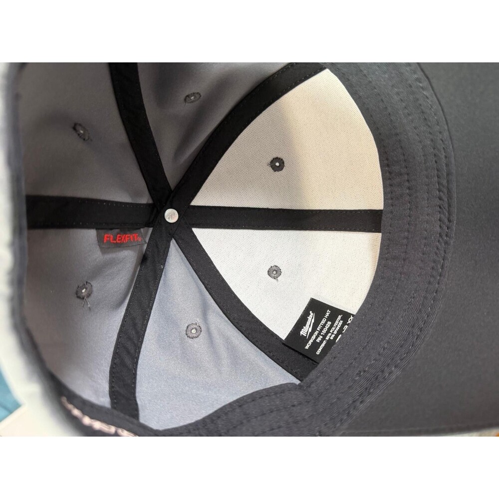 Milwaukee WorkSkin Fitted Hat S/M Gray Black Flexfit Yupoong Cap Used Excellent - Picture 6 of 8
